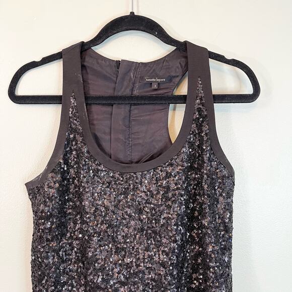 Nanette Lepore Women's Black Sleeveless Sequins Feathers Disco Dress Size 4 - Picture 3 of 11